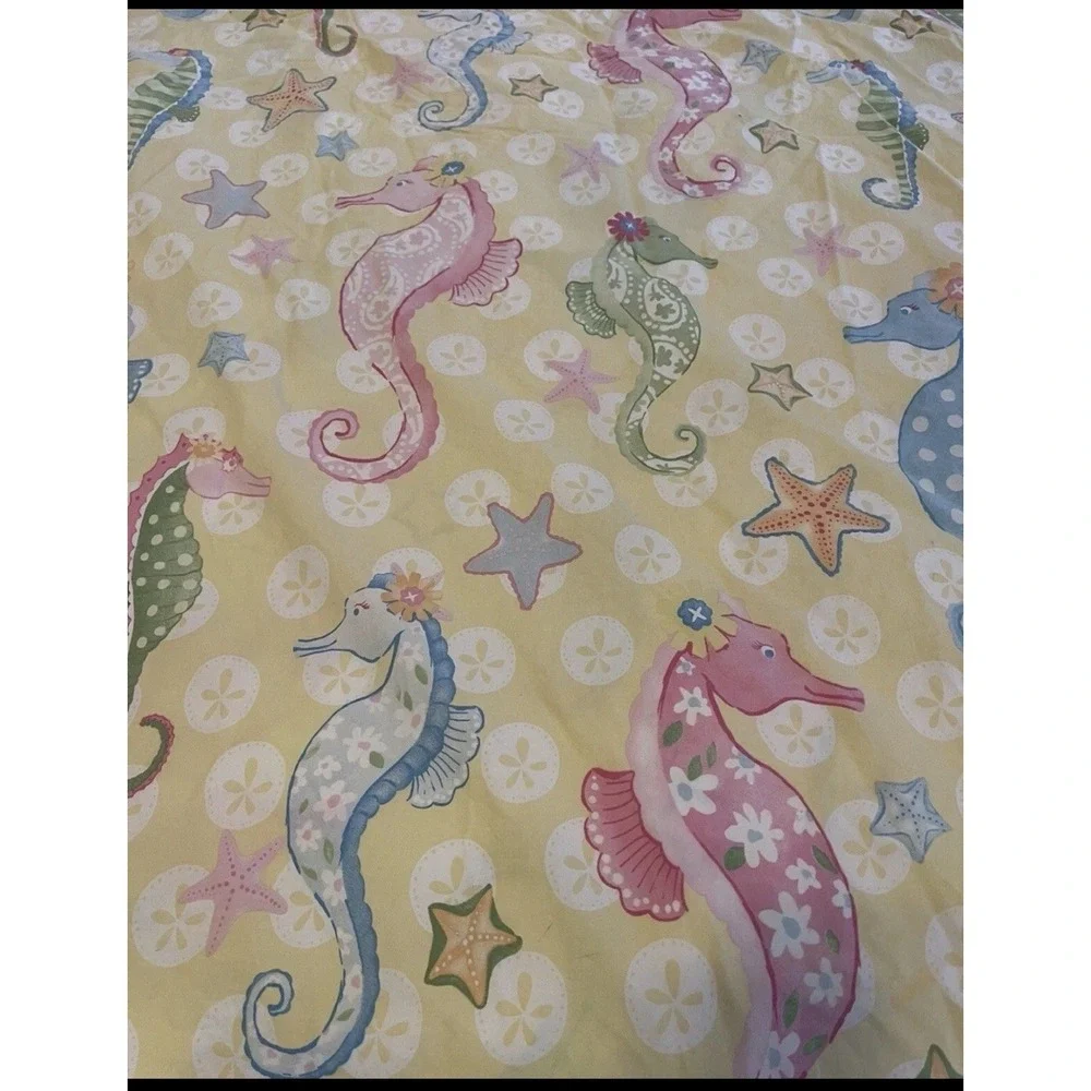 Pottery Barn Kids Seahorse Duvet Full Queen Organic Cotton Starfish Beach House